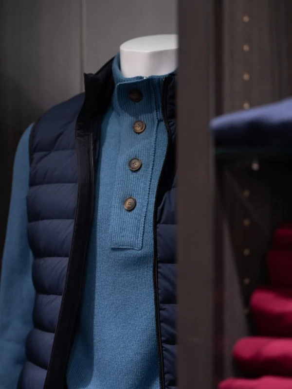 Closeup of men's casual sweater and outerwear vest