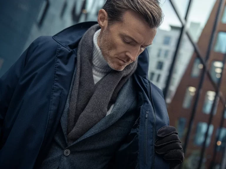 Man wearing outerwear with scarf