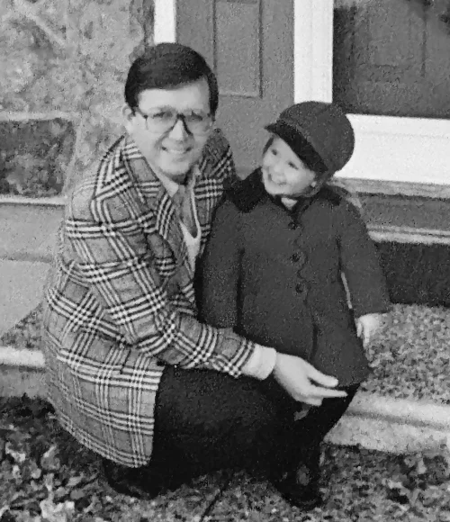 Vintage image showing father and daughter, Peter and Sonia