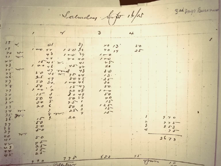 Vintage image showing a log page with transactions