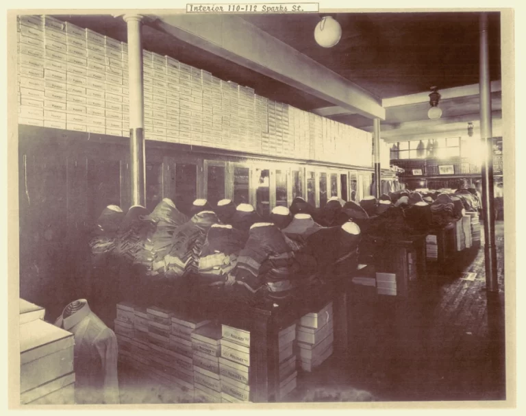 Vintage image from 1905 showing the interior of the store