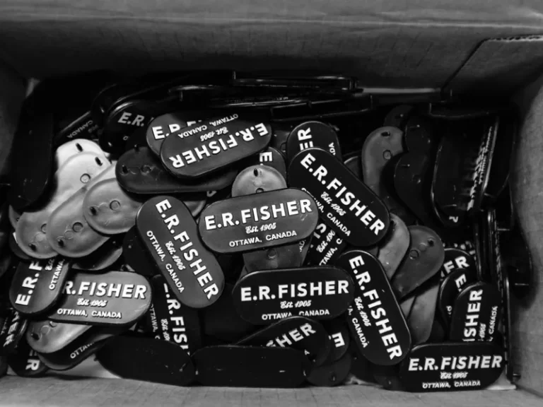 A box of ER Fisher shop labels